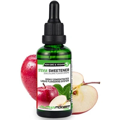 Afbeelding van ALPHAPOWER FOOD Stevia Rode appeldruppels natuurlijk voedselaroma I Vloeibare zoetstof sterk geconcentreerd 1 x 50 ml. drops, flavdrops