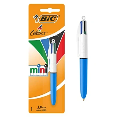 Afbeelding van BIC 4 kleuren intrekbare mini balpen met medium punt (1,0 mm) 1 blisterverpakking