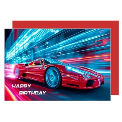 Afbeelding van Edition Seidel G3534 SW024 Premium verjaardagskaart met envelop, Happy Birthday, raceauto, heren en dames, sportwagen