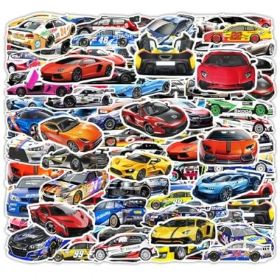 Afbeelding van Supercar racestickers, 102 stuks, modieuze stickers, waterdichte kunnen worden gebruikt om notitieboeken, scooters en bagage te versieren
