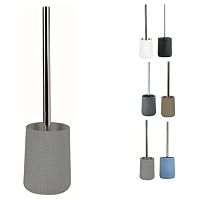 Afbeelding van MSV Toilet/wc borstel in houder squares kunststeen/metaal lichtgrijs 35 cm