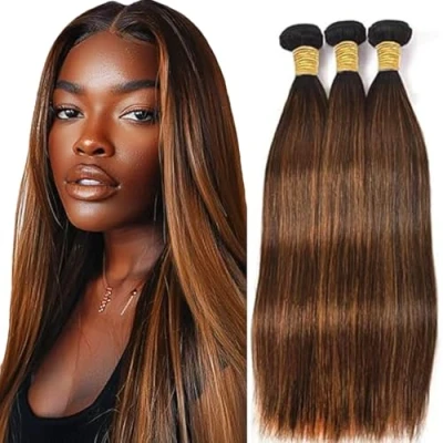 Afbeelding van Tuheerst Brown Human Hair Bundels Straight P430 Highlight Echt Haar 100% Onverwerkt Braziliaans Virgin 100 g/PC 300 g Totaal Geen Smell No Tangle for Woman 3 80 76 cm