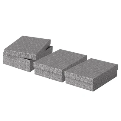 Image de Esselte Lot de 3 Boîtes avec Couvercle, Rangement &amp; Cadeaux, 100% Carton Recyclé, Recyclable, Motif Géométrique, Gris, 628285