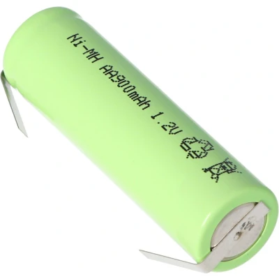 Afbeelding van NiMH oplaadbare batterij Flattop Mignon AA 800 mAh met soldeerlip in U vorm