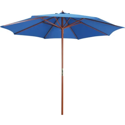 Afbeelding van Parasol met houten paal 300x258 cm blauw