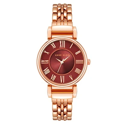 Afbeelding van Anne Klein Horlogebandje voor dames, Bourgondië/Roségoud, Kwartsuurwerk