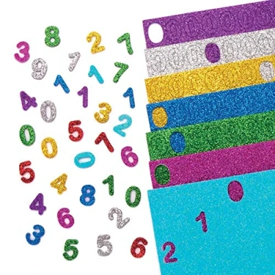 Afbeelding van Baker Ross Glitterschuim zelfhechtende nummers (verpakking van 800) kunst en ambachten voor kinderen