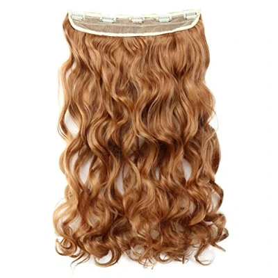 Afbeelding van PRETTYSHOP 55cm Clip In Extensies Haarextensies Haarstukje Golvend Koperbruin C66 1
