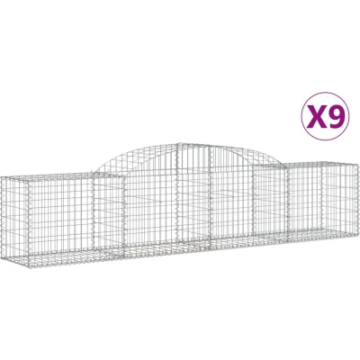 Afbeelding van VidaXL Schanskorven 9 st gewelfd 300x50x60/80 cm gegalvaniseerd ijzer