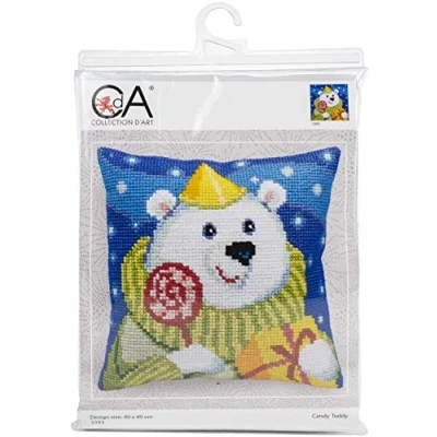 Afbeelding van Voorbedrukt kruissteekkussen Candy Teddy Collection d&#039;Art 5393