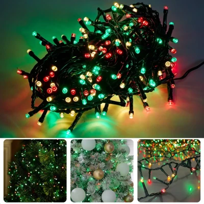 Afbeelding van Cheqo Kerstverlichting Kerstlampjes Kerstboomverlichting voor Buiten 40 LED 3M Driekleurig Timer IP44