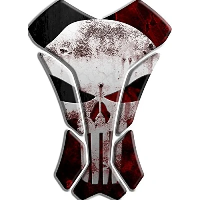 Afbeelding van Tankpad 3D effect hars beschermingsstickers voor Suzuki motortank, The Punisher motief