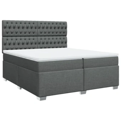 Afbeelding van vidaXL Boxspring met matras stof donkergrijs 200x200 cm