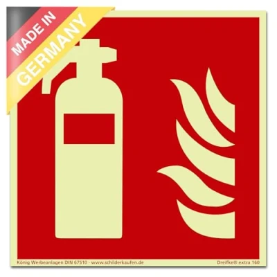Afbeelding van Dreifke® Brandblusserpaneel extra lang fosforescerend PVC zelfklevend 148 x mm DIN EN ISO 7010 F001 67510 (brandveiligheidsplaat) 160