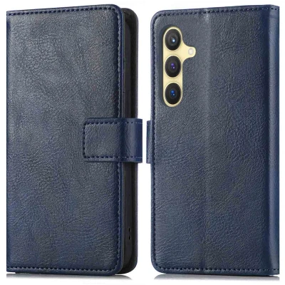 Afbeelding van iMoshion Hoesje Geschikt voor Samsung Galaxy S24 Met Pasjeshouder Luxe Bookcase Donkerblauw