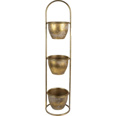 Afbeelding van Clayre &amp; Eef Plantenstandaard 72 cm Goudkleurig Ijzer Bloempot