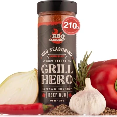Image de BBQ Moments Epices pour Barbecue Grill Viande, Carpaccio Boeuf, Viande Hachée, Steack, Saucisson, Poudre et Assaisonnements Grillade, 210g (7.4 Oz)