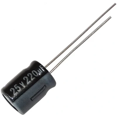 Afbeelding van AERZETIX: 10 radiale elektrolytische condensatoren 220µF ± 20% 25 V THT 105 C 2000 h Ø 8 x 12 mm