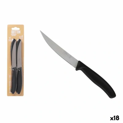 Afbeelding van Vleesmessenset Quttin 11 cm Zwart Zilverkleurig Roestvrij staal 4 Onderdelen (18 Stuks)