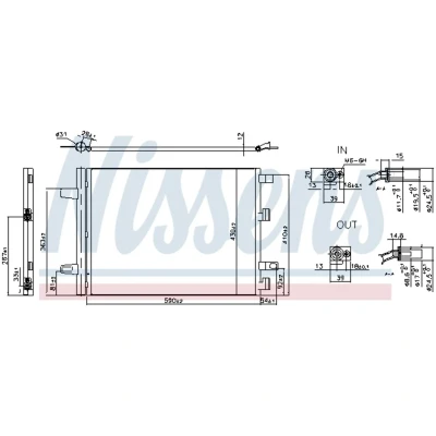 Afbeelding van NISSENS 941194 Condensor Airco Met droger Aluminium 590 R 134a