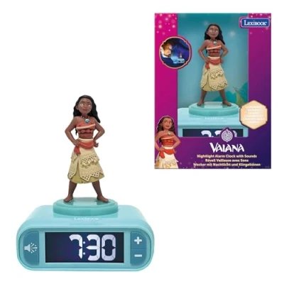 Afbeelding van Lexibook, Vaiana, Réveil veilleuse Sons et mélodies, Écran LCD rétro éclairé, Lumineux, Snooze, RL800VN