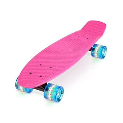 Afbeelding van Xootz Penny Board Mini Cruiser Skateboard Roze LED Wieltjes 22 inch