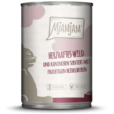 Afbeelding van MjAMjAM Hoogwaardig natvoer voor katten wild en haas op fruitige bosbessen, 1 stuk (1 x 400 g) graanvrij met veel vlees