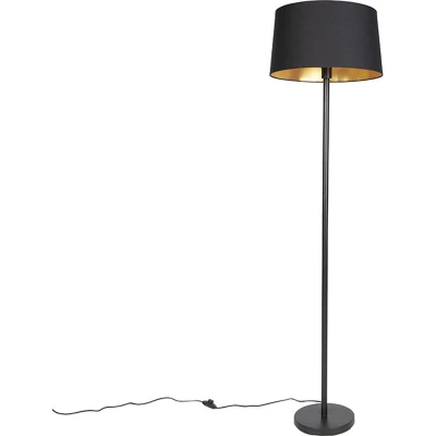 Afbeelding van QAZQA Moderne vloerlamp zwart met zwarte kap 45 cm Simplo
