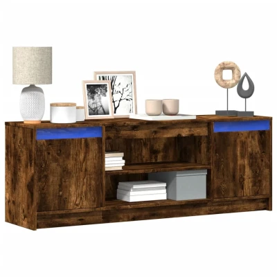Afbeelding van vidaXL Tv meubel met LED 139,5x34x50 cm bewerkt hout gerookt eiken