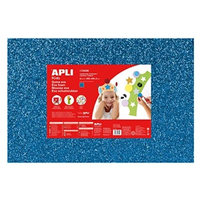 Afbeelding van Apli Kids EVA Foam vellen 60 x 40 cm glitter blauw 3 vel