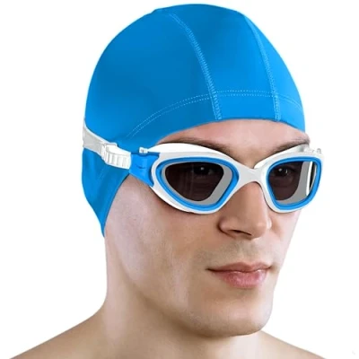 Afbeelding van AqtivAqua DX P Zwembril voor kinderen en volwassenen, uniseks (metallic blauw, blauwe hoes, getint glas)