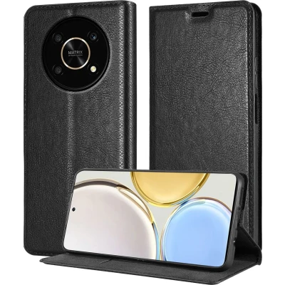 Afbeelding van Cadorabo Hoesje geschikt voor Honor MAGIC 4 LITE in ZWARTE NACHT Beschermhoes met magnetische sluiting, standfunctie en kaartvakje Book Case Cover Etui