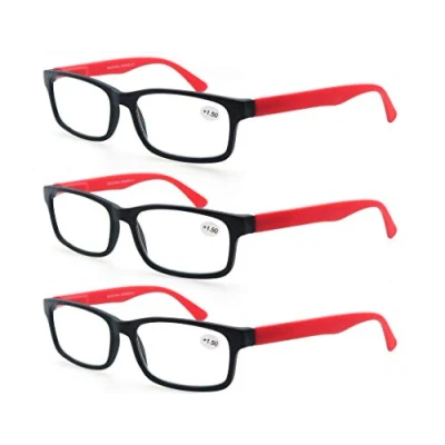 Afbeelding van MODFANS 3 stuks leesbril 2.0 (3 rood) mannen vrouwen Comfort Vision heldere beugel veer bril vergrootglas rechthoekig, paar rood
