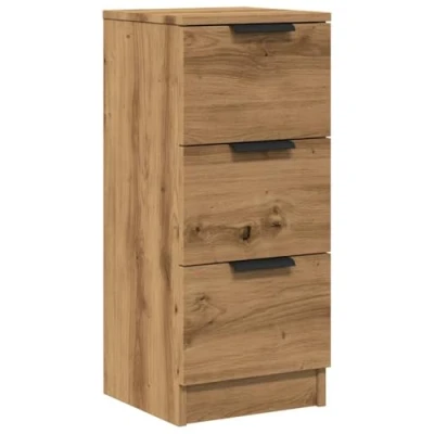 Afbeelding van Dressoir 30x30x70 cm bewerkt hout artisanaal eikenkleur