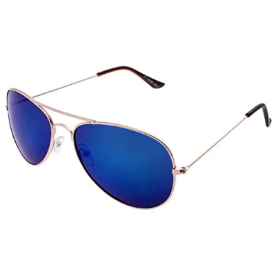 Afbeelding van Unbekannt Zonnebril met gespiegelde veerscharnier in verschillende kleuren, Goud/Blauw