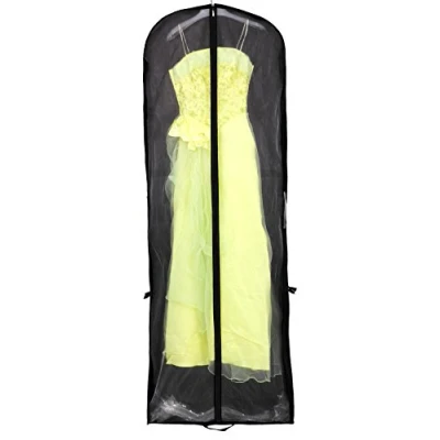 Afbeelding van HIMRY KXB1001 Ademende beschermhoes voor trouwjurken/avondjurken/kostuums/jassen, ca. 180 cm, ritssluiting, twee accessoirevakken, zwart