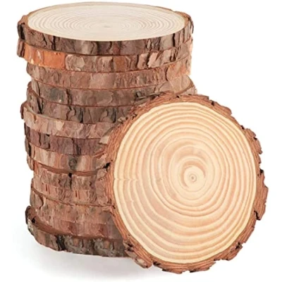 Afbeelding van Plakken natuurlijk hout, rond, 12 14 cm, zonder gat, 10 stuks, natuurlijke houten schijven, geschikt voor decoratie van Kerstmis, markt, bruiloft, houtbrander