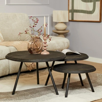 Afbeelding van Salontafel Ohio Black Set Van 3