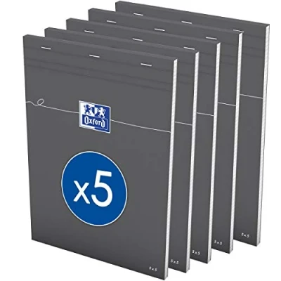 Afbeelding van OXFORD 5 stuks notitieblokken oranje A4 kleine ruitjes mm 80 vellen genieteld envelop kaart grijs