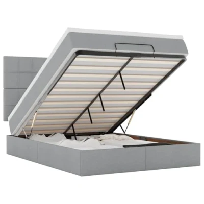 Afbeelding van vidaXL Ottoman bed met matras en LED&#039;s 140x190cm stof lichtgrijs