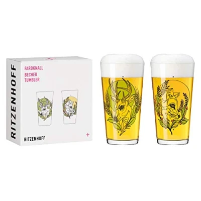 Afbeelding van beker 400 ml set van 2 serie fabelkraft nr. 1 stuks met dierenillustratie Made in Germany