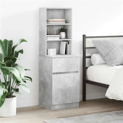 Image de vidaXL Table de chevet gris béton 39x35x125 cm bois d’ingénierie861313