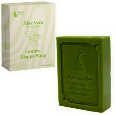 Afbeelding van GREEN FADEL (Luxury) Aleppo Zeep Origineel met Aloë Vera &amp; Tea Tree Olie, 1 Stuk, Olijfolie Laurierolie, Olijfoliezeep, Natuurlijke Zeep, Luxury Soap, voor Gezicht Lichaam