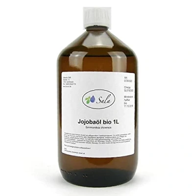 Afbeelding van Sala Biologische jojoba olie, koudgeperst, 1 liter, glazen fles van 1000 ml
