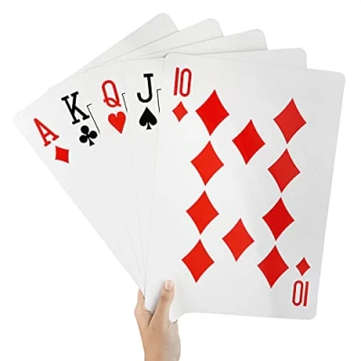 Afbeelding van Belle Vous Jumbo Geplastificeerde Speelkaarten L37 x B26 cm Volle Set Deck Leuke Reuze Kaarten Voor Alle Leeftijden Binnen &amp; Buiten Familie Tuin BBQ Feest Casino Poker Spellen