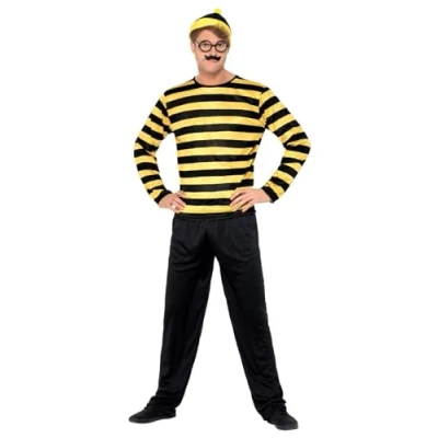 Afbeelding van Waar is Wally?™ Yllaw kostuum mannen Verkleedkleding Medium