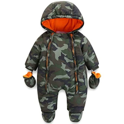 Afbeelding van Baby winteroverall met capuchon rompers handschoenen en voetjes meisjes jongens warme kledingset, G, 18 24 maanden(1 per pak)