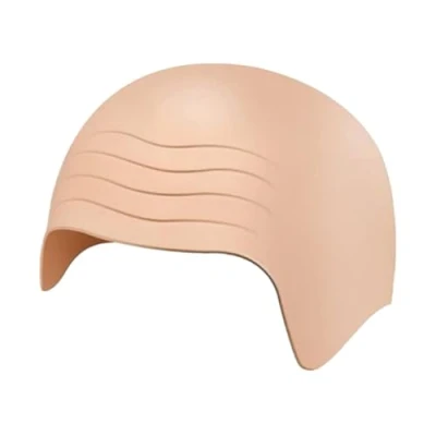 Afbeelding van latex kale muts, dikke huid, schedelkop, kaalheid pruik, hoofdmuts, huidmuts, schedelpruik, cosplay kostuum, jurk, kostuumhoed,