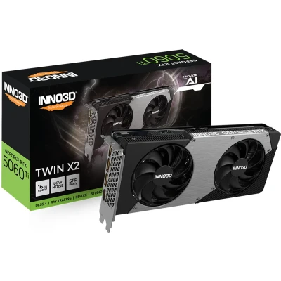 Afbeelding van INNO3D NVIDIA GeForce RTX 5060 Ti TWIN X2 Videokaart 16GB GDDR7 PCIe 5.0 1x HDMI 2.1b 3x DisplayPort 2.1a