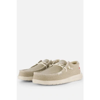 Afbeelding van Hey Dude Wally Sportieve veterschoenen, Heren, Maat: 43, White Textiel
